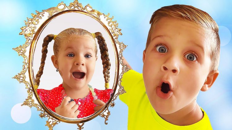 Magic-Mirror-grants-wishes-of-Diana-and-Roma-Kids-pretend-play-video