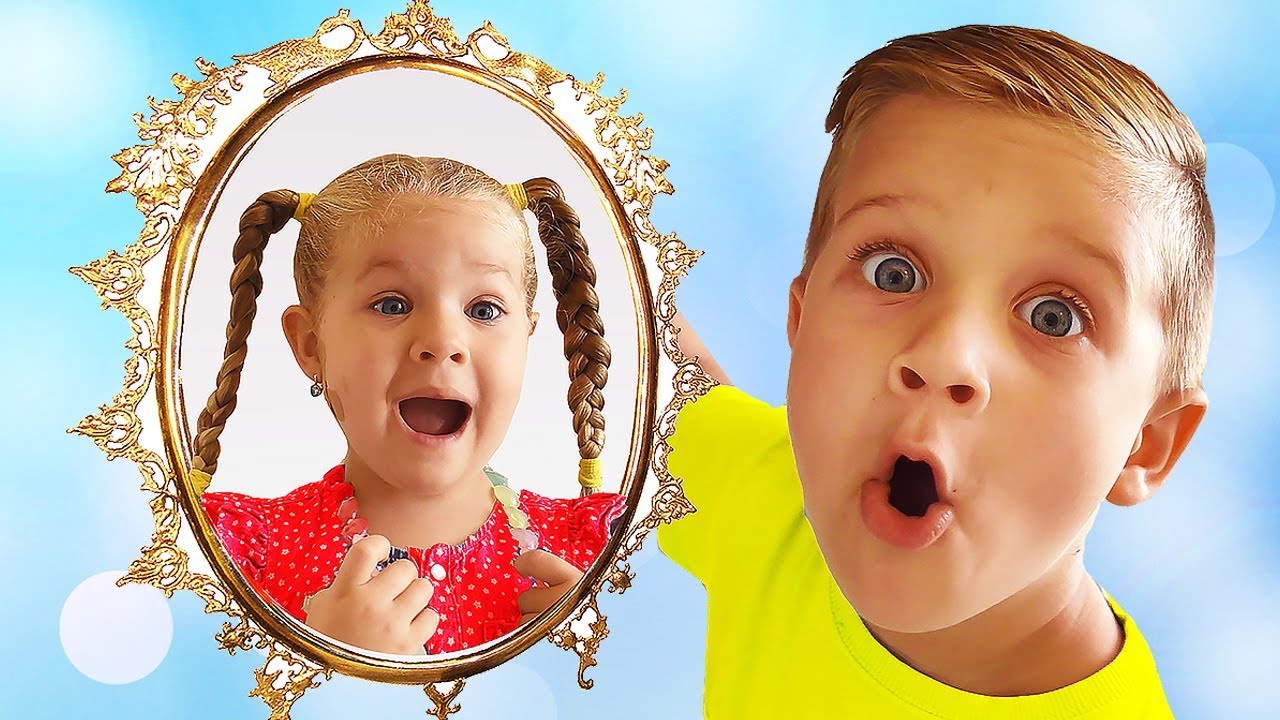 Magic-Mirror-grants-wishes-of-Diana-and-Roma-Kids-pretend-play-video