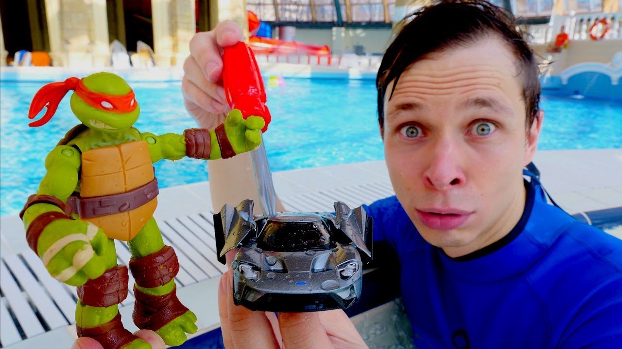 CHerepashki-Nindzya-v-akvaparke-Mashinka-dlya-Mikelandzhelo-Igry-dlya-detej