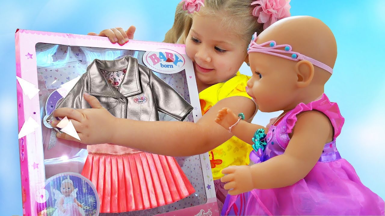 Diana-kak-MAMA-i-novaya-Odezhda-dlya-kukly-Bebi-Bon-Diana-playing-with-Baby-Born-Doll-Videos-for-kids