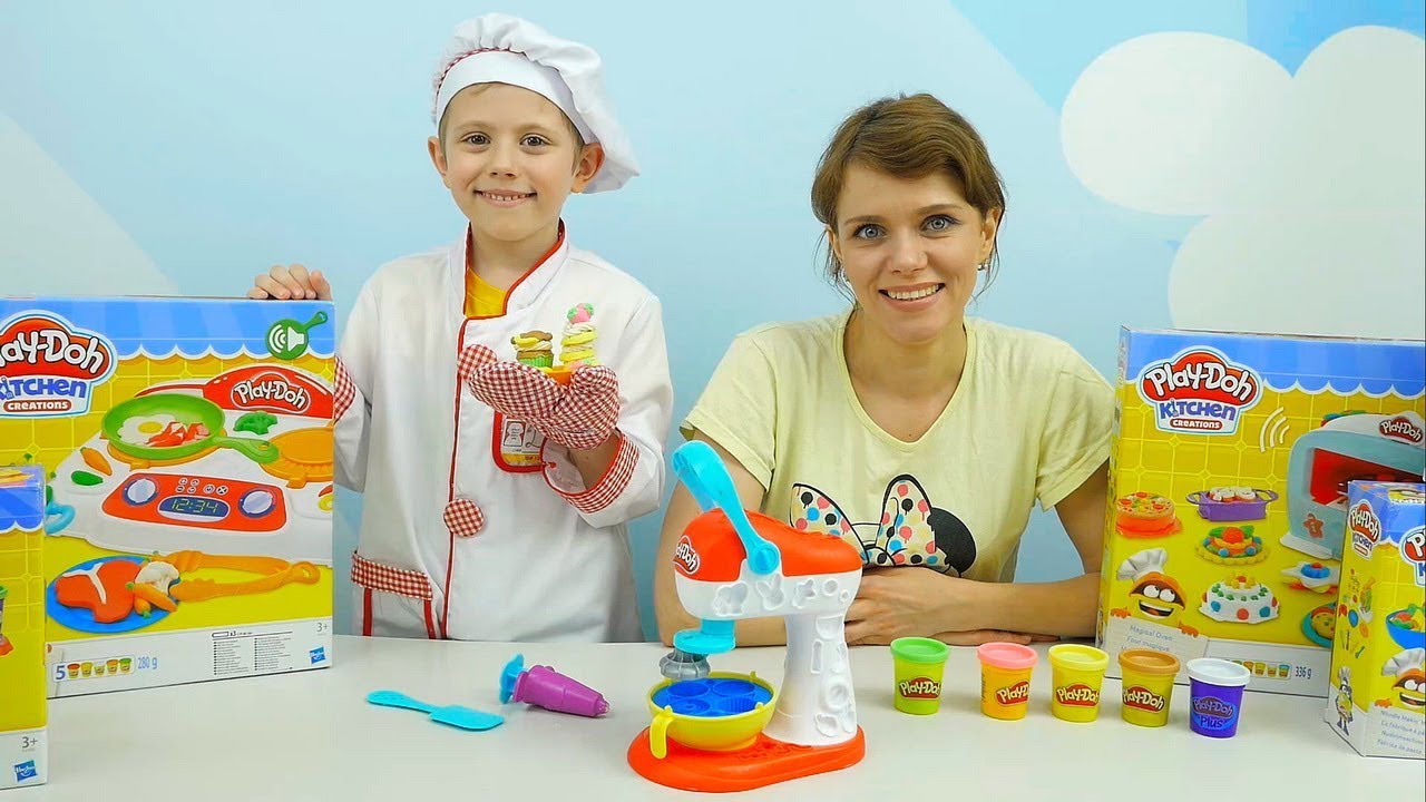 Video-dlya-detej-PLEJ-DO-KUHNYA-i-Povar-Danik.-Play-Doh-MIKSER-dlya-sladostej