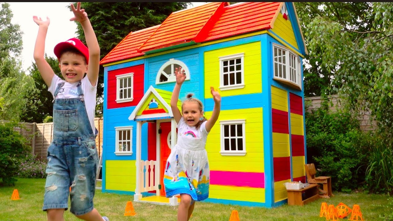 DIY-2-etazhnyj-DOM-4-komnatnyj-dlya-detej-i-RUM-TUR-ili-Pretend-Play-in-DIY-Playhouse-for-children