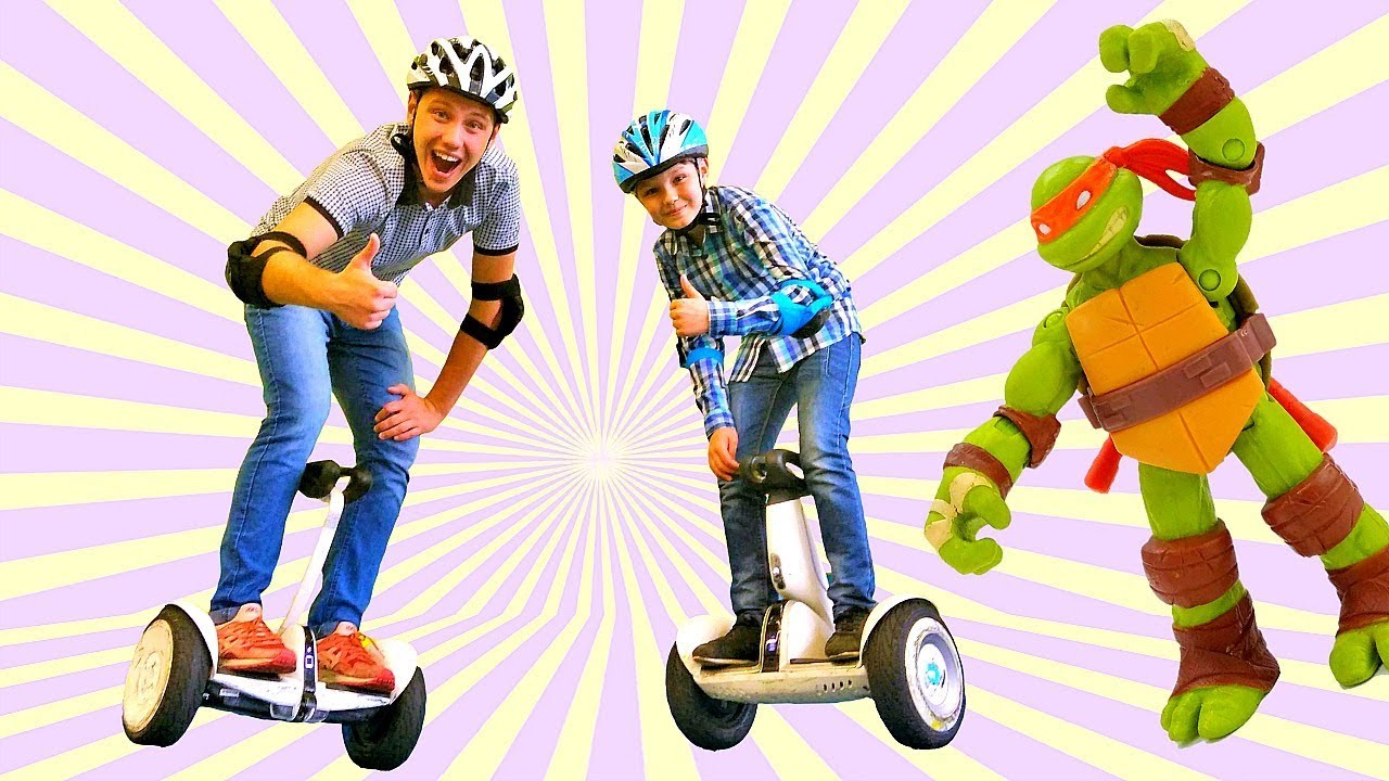 Igry-v-gonki-na-segveyah-s-CHerepashkami-Nindzya-Aktivnyj-otdyh