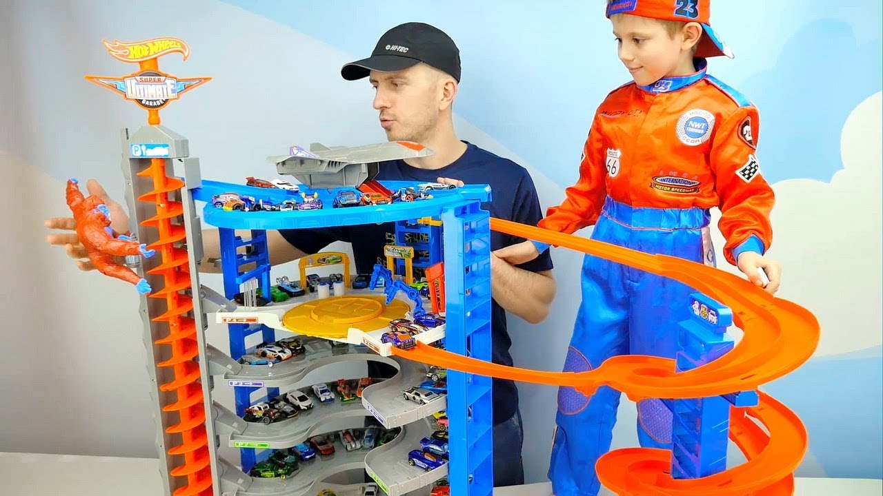 MASHINKI-DLYA-DETEJ-Treki-HOT-VILS-Garazh-s-Gorilloj-i-OPASNYJ-PEREKRYOSTOK.-Danik-i-MASHINKI