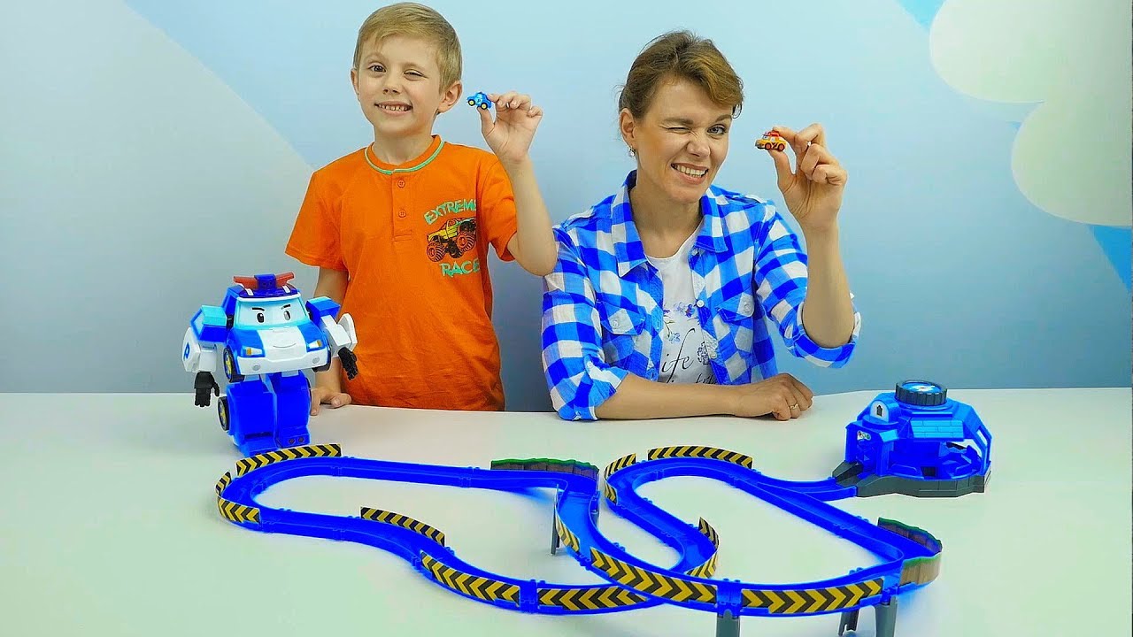 ROBOKAR-POLI-Mashinki-i-Mini-ZARYADNAYA-stantsiya-s-TRASSOJ-ROBOCAR-POLI-Mini-Speed-Launcher