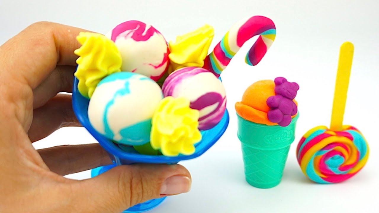 Видео про пластилин. Лепка сладости. Мороженое из пластилина. Лепка из пластилина мороженое. Лепка с детьми мороженое.