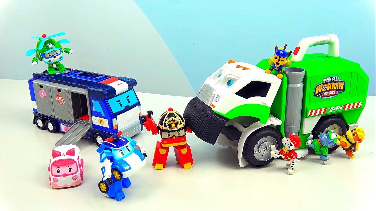 Robokar-Poli-i-SHHenyachij-Patrul-pomogayut-detyam-Musorovoz-Mister-Dasti-razbushevalsya