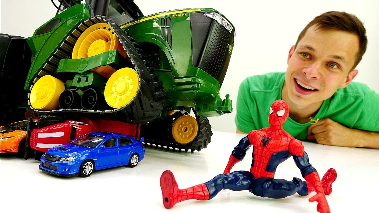 Video-s-igrushkami.-CHelovek-Pauk-i-Fyodor-prokachali-traktor