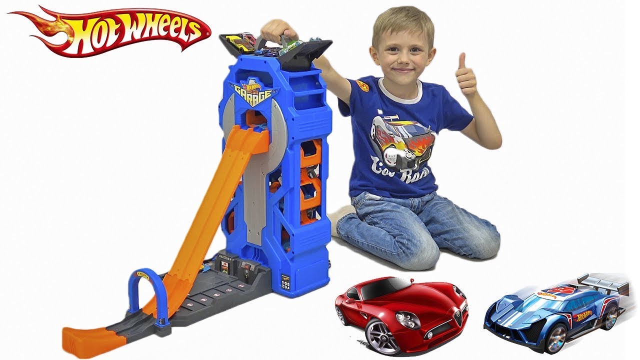MASHINKI-i-MEGA-GARAZH-Hot-Vils-Siti-Danik-pokazyvaet-MNOGO-KRUTYH-TREKOV-Hot-Wheels