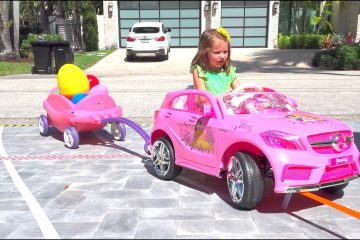 Katy-ride-on-kids-car-to-Egg-Hunt