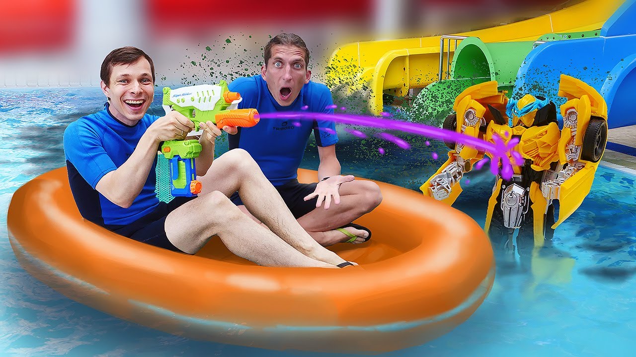 Prikolnye-video-v-Akvaparke-Transformery-i-Akvatim-protiv-Megatrona-Strelyalki-igry-onlajn