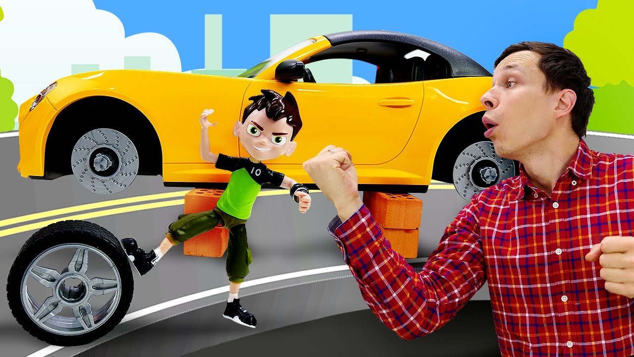 Ben-10-v-video-onlajn-Ben-Ten-i-Fyodor-remontiruyut-mashiny-Novye-igry-v-Avtomasterskoj