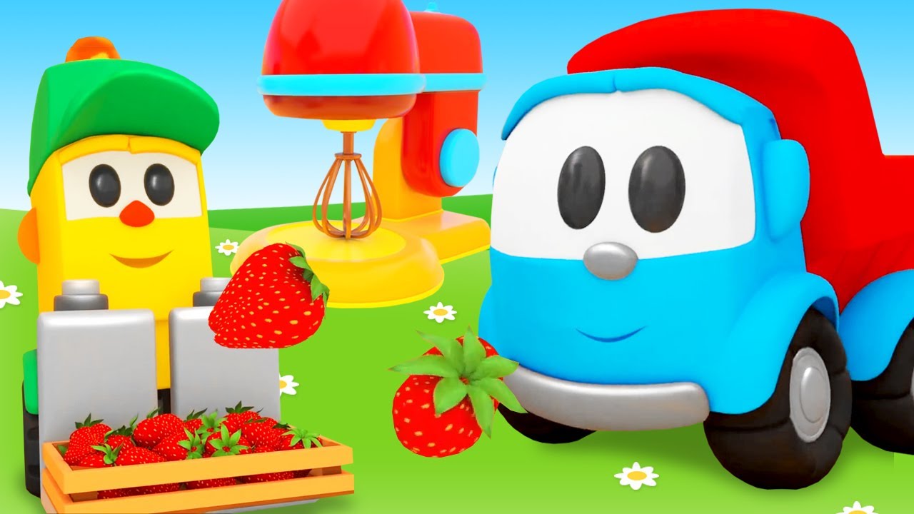 Multfilm-dlya-detej-Gruzovichok-Lyova-i-mashinki-sobirayut-Mikser-Detskij-multik-dlya-malenkih