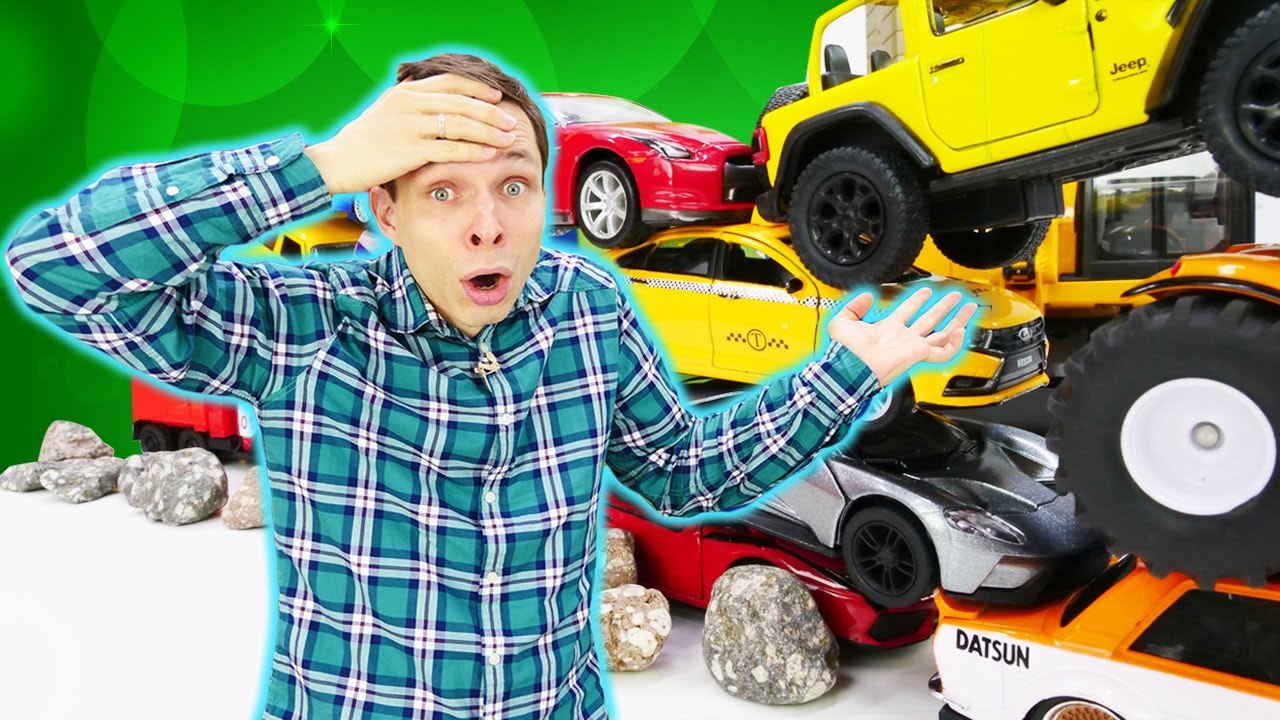 Video-igry-Transformery-i-Fyodor-stroyat-stenu-iz-mashinok-Novye-video-dlya-malchikov